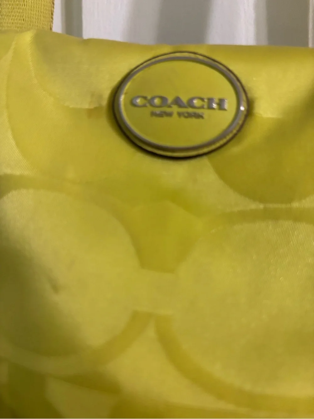 Coach Yellow Signature weekend Tote with Round Logo Plaque - Picture 1 of 4
